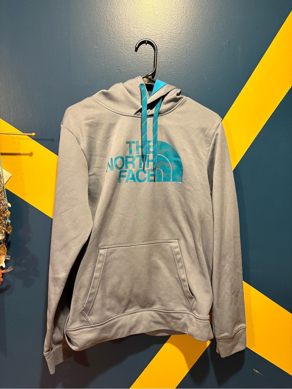 The North Face Gray & Aqua Lightweight Hoodie EUC